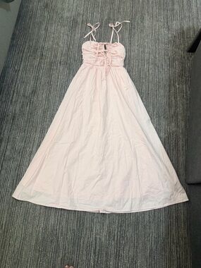 Wayf Blush Pink Tie-Front Maxi Dress